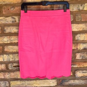 NWT!!! J Crew pink scalloped pencil skirt